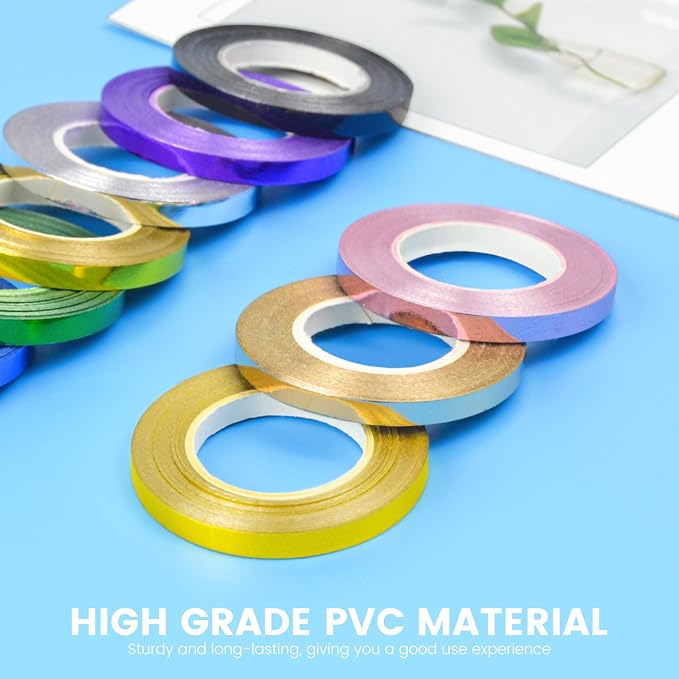 9 Colors Glossy Curling Ribbon Set, Balloon String 1/5" X 10 Yards Per Roll - Image 3