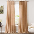 Camel Linen Curtains for Living Room 95 Inches Long Back Tab and Rod Pocket by Nanspring