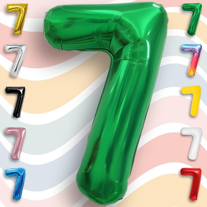 Green Number Balloon 7 Mylar Foil Balloons 32 inch - Image 2