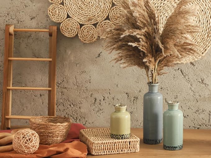 Flower Vase Set of 3, Ceramic Neutral Vases Home Decor, Pottery Rustic - Image 8
