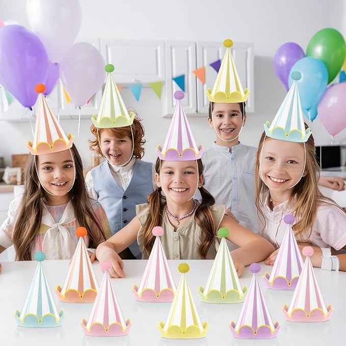 24pcs Pastel Birthday Party Hats - Image 7