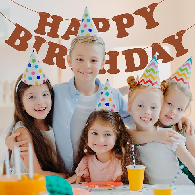 Brown Happy Birthday Banner Birthday Party Decorations Sign Birthday Backdrop - Image 5
