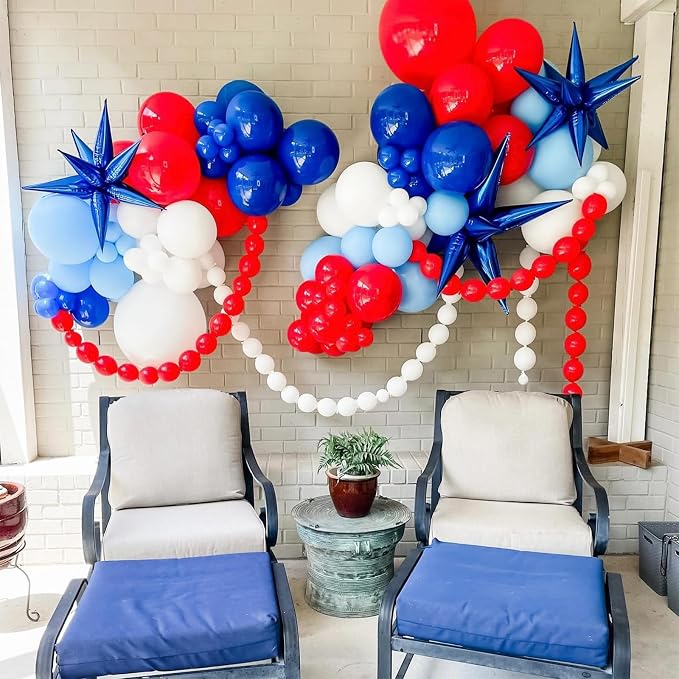 Red White Blue Balloons, Memorial Day Patriotic 250th Anniversary USA Blue Red - Image 3