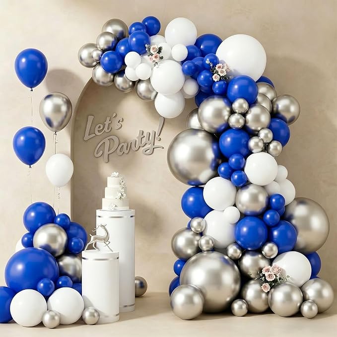 103pcs Blue White Silver Balloon Garland Kit by ZizasAry