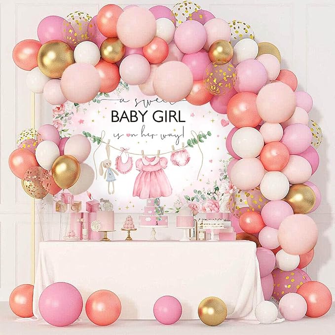 Mocsicka 7x5ft Pink Baby Shower Backdrop - Image 4