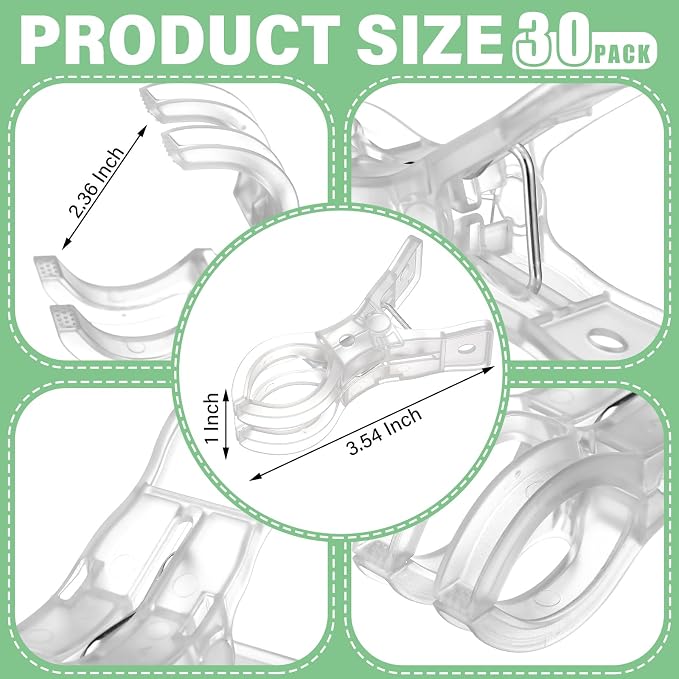 LemonRoad 30 Pack Large Balloon Arch Clips Plastic Transparent Backdrop Spring - Image 2