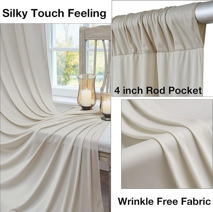 50ftx10ft Wrinkle Free Beige Backdrop Curtains - Image 2