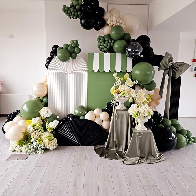 Dusty Green Double Stuffed Balloons Different Size 115Pcs 5/10/12/18" Sage - Image 7