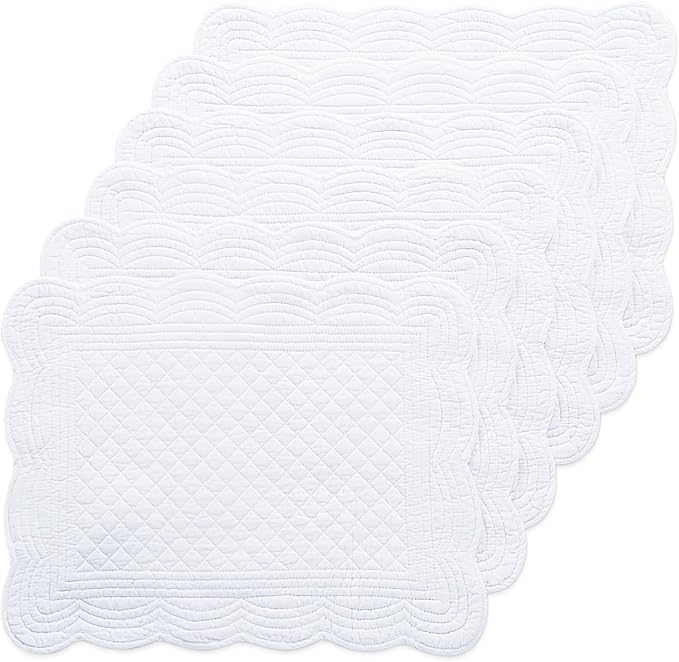 HOMBYS Quilted Placemats Set of 6 Washable-13x18 inches Rectangular Placemats by HOMBYS