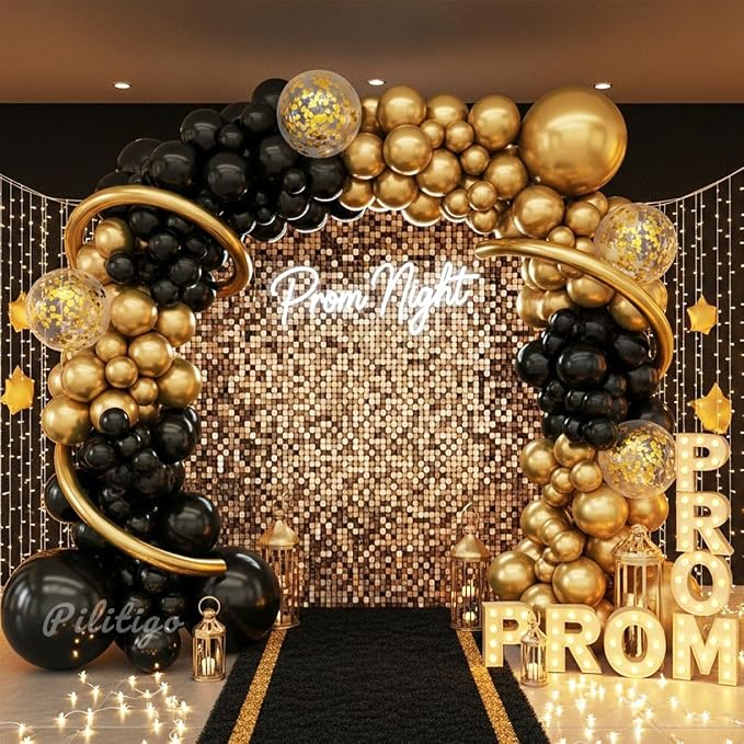 Black and Gold Balloon Arch Kit - Image 6