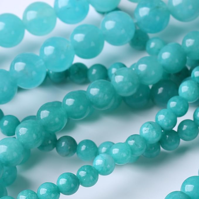 Blue Jade Stone Beads Gemstone Round Crystal Energy Jade Beads Stone Beads for Jewelry Making DIY Bracelet Necklace Jewelry Making 1 Strand 15.5inch 45PCS 8MM