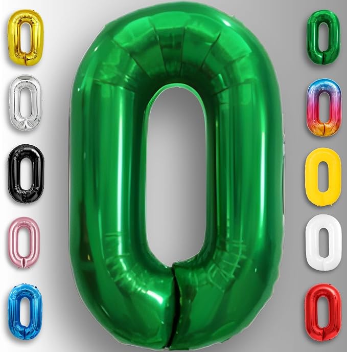 Green Number Balloon 0 Mylar Foil Balloons 32 inch - Image 3