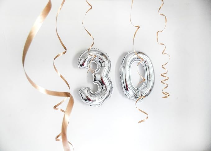 20 Pcs Silver 16" Number Balloons 2 Sets 0-9 Foil Balloon Numbers Décor | - Image 8