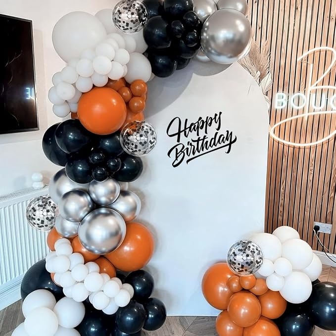Orange Black White Silver Balloon Garland Arch Kit - Image 4