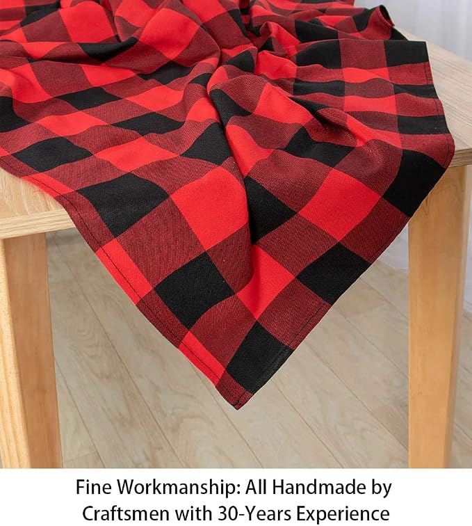 ShinyBeauty Checked Square Tablecloth 54x54-Inch Red and Black Buffalo Plaid - Image 5