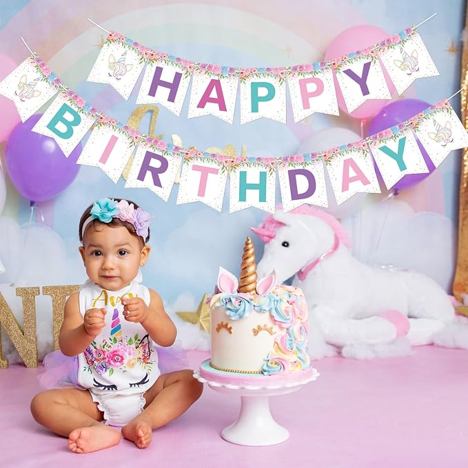 Unicorn Birthday Decorations Unicorn Happy Birthday Banner Garland - Image 9