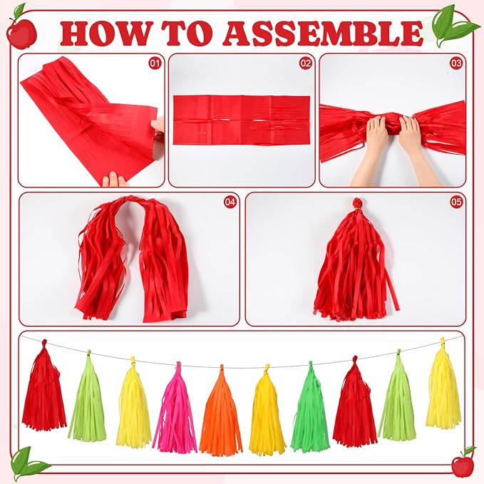 Fullhawl 45 Pcs Colorful Tassel Garland Decorations Tissue Paper Tassel Banner - Image 3