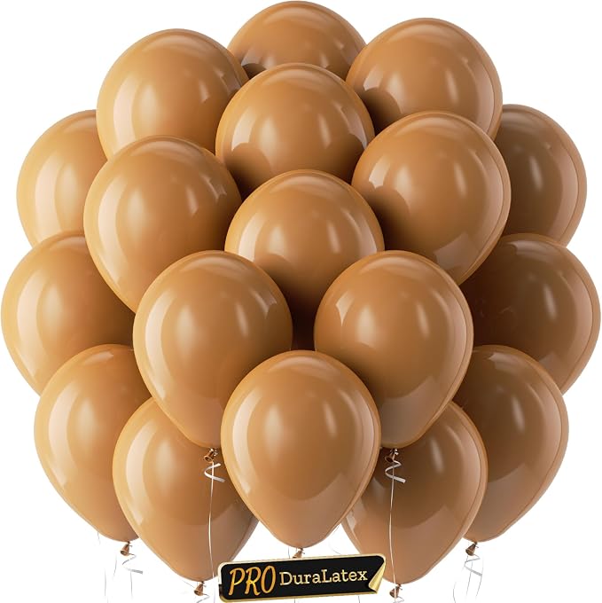 Pro Duralatex Brown Extra-Thick Balloons 120 Pack 10 inch | Boho Neutral Coffee by Bezente