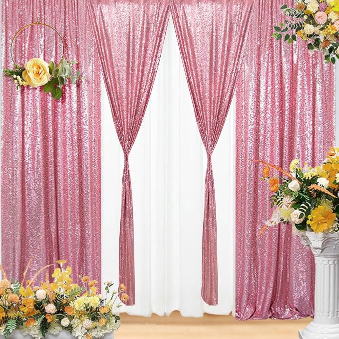 Eternal Beauty Fuchsia Pink 3mm Sequin Backdrop 2x8 Ft 2 Pack Wedding | Dense - Image 3