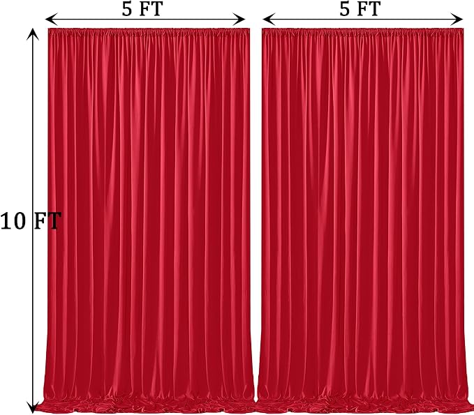 10ft x 10ft Wrinkle Free Red Backdrop Curtains - Image 5