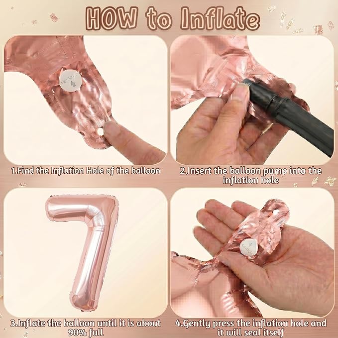 Rose Gold Number 7 Balloon 40 Inch, Blush Foil - Image 5