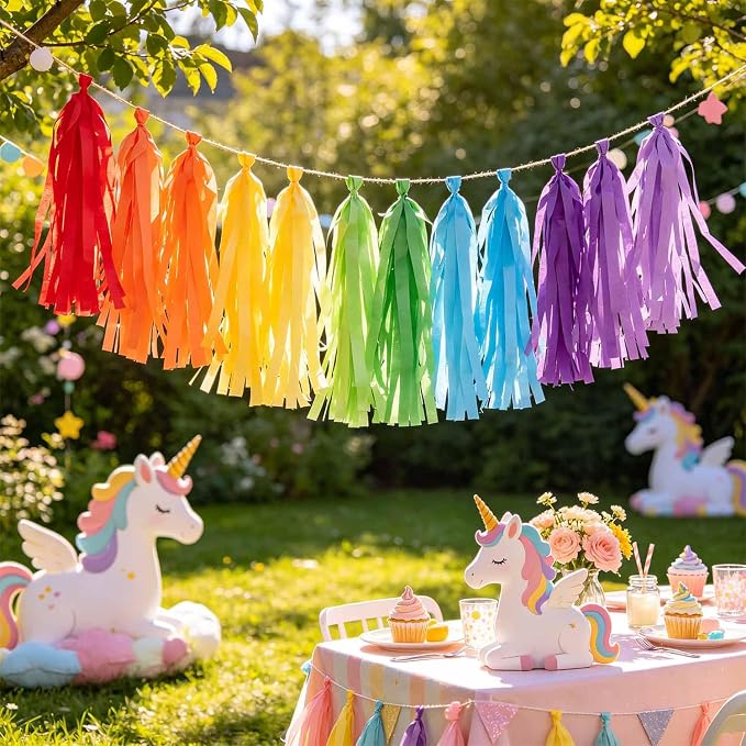 Rainbow Tissue Paper Tassels 30pcs, Adding Festive Whimsy to Any Celebration. - Image 4