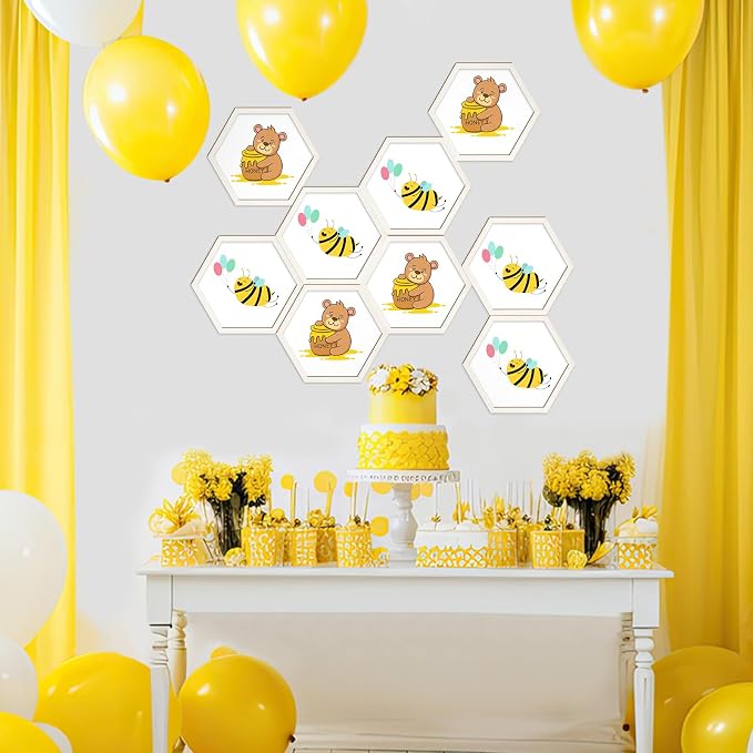 Gerrii 12 Pcs 8.2 Inch Honeycomb Decorations Unfinished Wooden Hexagon Wall - Image 5