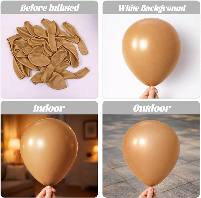 Voircoloria 110pcs Brown Latex Party Balloons, 12inch | - Image 3