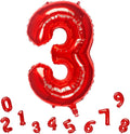32 Inch Red Number 3 Balloons Foil Ballon Digital Birthday Party Decoration by MEIDUOCO