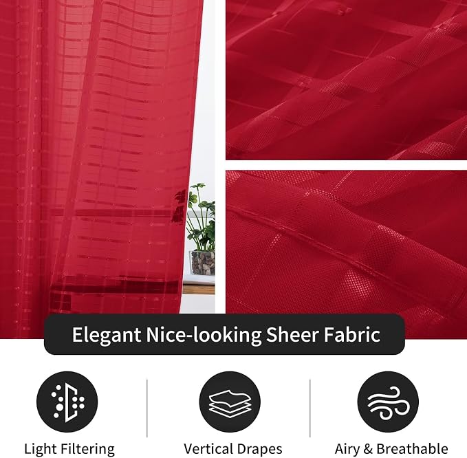 SpaceDresser Check Sheer Curtains 108 Inches Long - Image 4