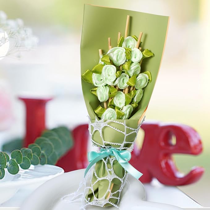 Minisland Green Rose Flower Cocktail Picks, 4.7 Inch Long Bamboo Fancy - Image 7