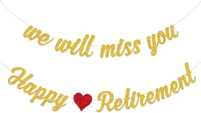 Tinbax Happy Retirement Banner and We Will Miss You Banner by Tinbax