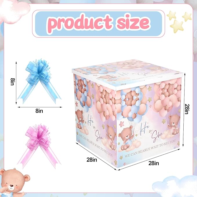AmazingSpark 28in Giant Gender Reveal Gift Box - Image 2