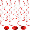 24 PCS Red Hanging Swirl, Sparkle Ceiling Hanging Decorations, Plastic Streamer by PatiCool
