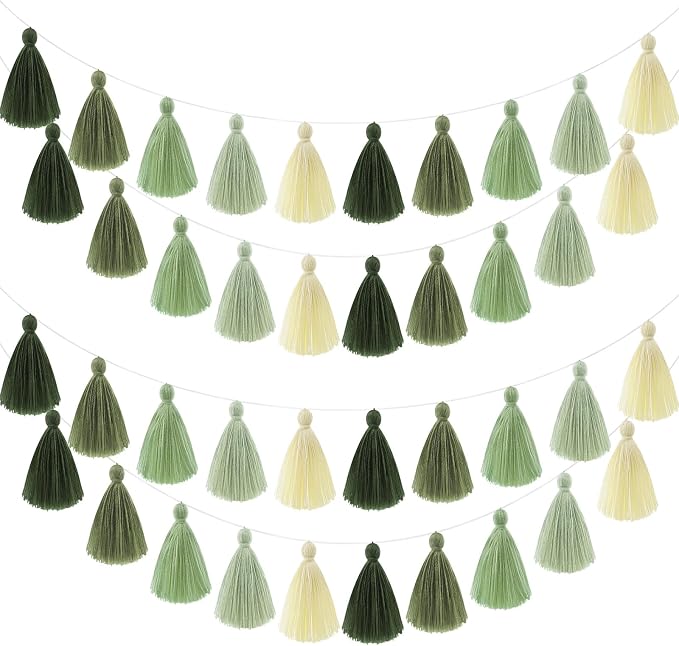 WILLBOND 4 Pieces Tassel Garland Sage Green Forest Garland by Willbond+Technology+Limited