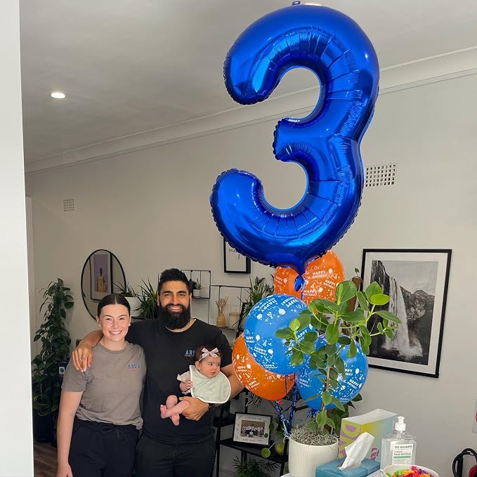 Blue Number 3 Balloon 40 Inch - Image 4