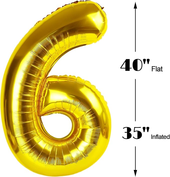 Gold 40 Inch Mylar Foil Number 16 61 Balloon, Birthday Digital Balloons - Image 3