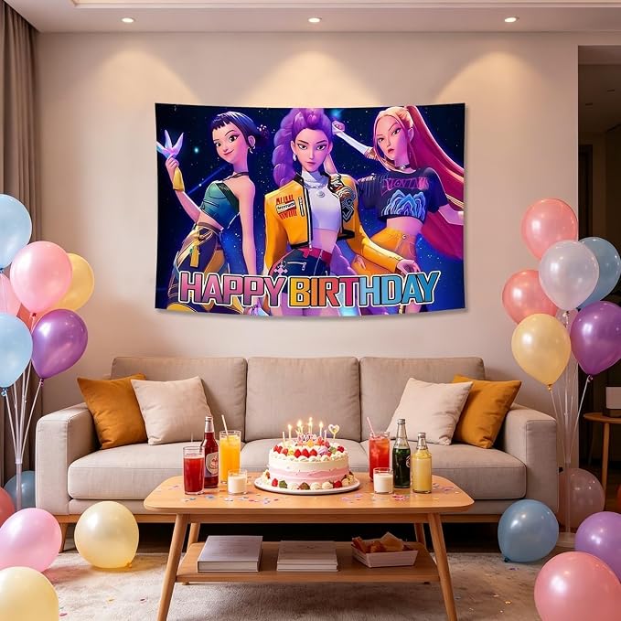 Cartoon Birthday Party Decorations, Happy Birthday Banner Backdrop - Image 5