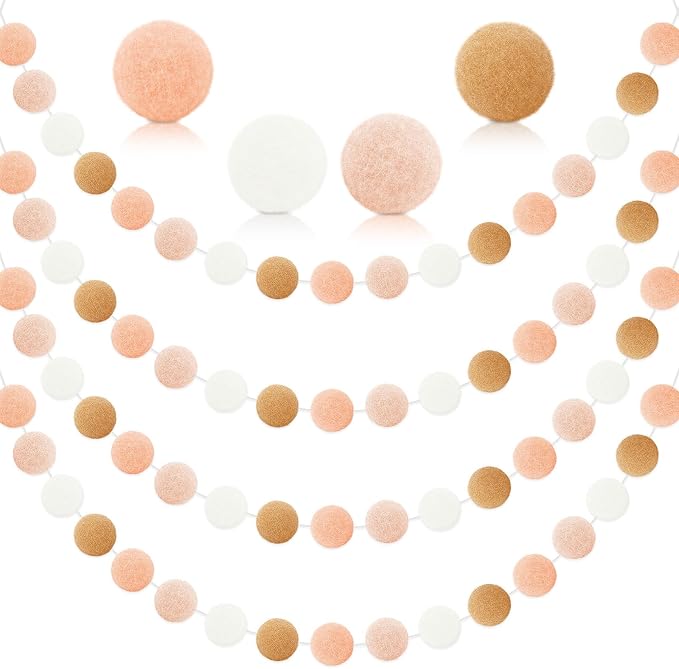 MARFOREVER 4 Pack 26.3 Ft Boho Pom Pom Garland Felt Ball Garland Decoration | by MARFOREVER