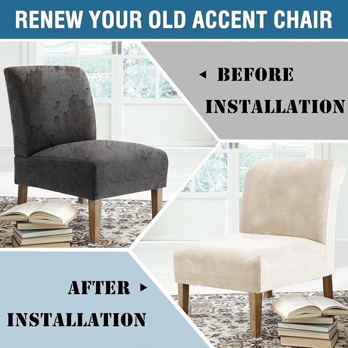 H.VERSAILTEX Armless Accent Chair Covers Thick Velvet Armless Chair Slipcovers - Image 8