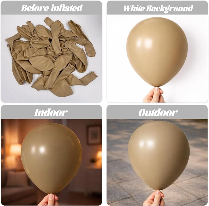 Voircoloria 66pcs Tan Light Brown Latex Party Balloons, 12inch | - Image 3