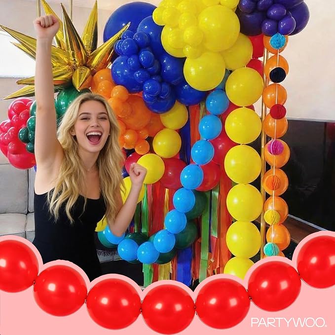 PartyWoo Rainbow Linking Balloons 100pcs 6 Inch Multicolor Link Balloons | - Image 2