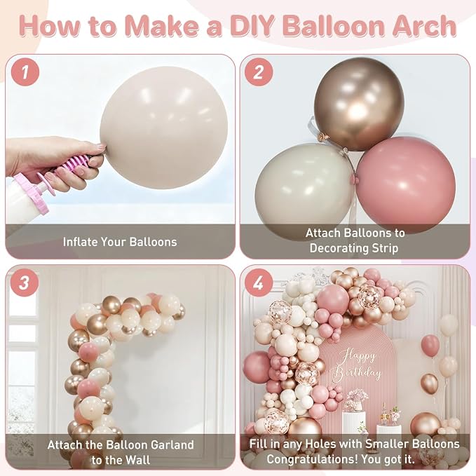 Dusty Pink and White Balloon Garland Arch Kit - Image 3