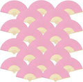FEPITO 20 Pieces Handheld Pink Paper Fan | Paper Folding Fans by FEPITO