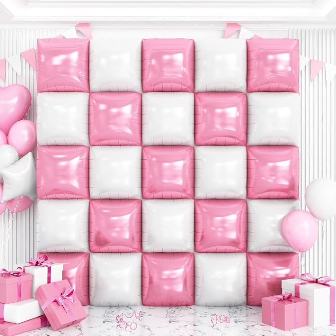 Pearl Pink and White Balloons Wall Tunnel Backdrop Double Sided Chrome Balloon by OTLGEUA