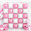 Pearl Pink and White Balloons Wall Tunnel Backdrop Double Sided Chrome Balloon by OTLGEUA