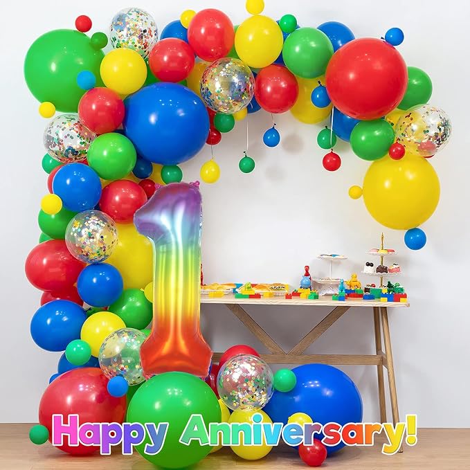 Rainbow Number 1 Balloon 40 Inch, Big Large Foil Number Balloons, Gradient - Image 6