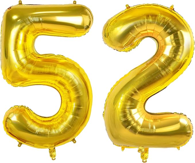 Number 52 Balloons for 52nd Birthday Party Decorations, 0-100 Large No.52 by Joycard