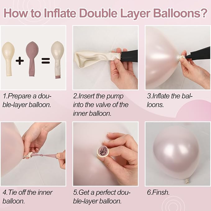 Dusty Pink Balloons, 12 Inch Double Stuffed Blush Pale Light Pink and Pearl - Image 6