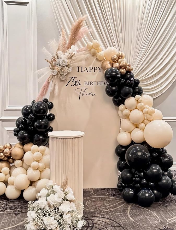 Black and Gold Balloon Arch Garland Kit, Star Foil Balloons - Image 3